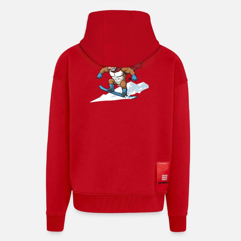 Snowboardender Super Stier Im Schnee - Zip Hoodie - made by SPREAD - Rot