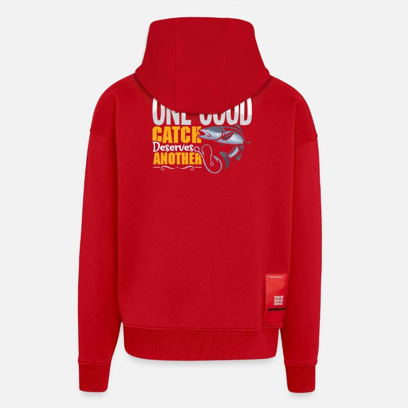 Pêcheur, pêcheur, dits, Petri Heil - Veste à capuche bio épaisse oversize fabriqué en UE - rouge