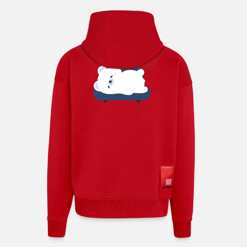 Müder Eisbär auf Sofa - Zip Hoodie - made by SPREAD - Rot