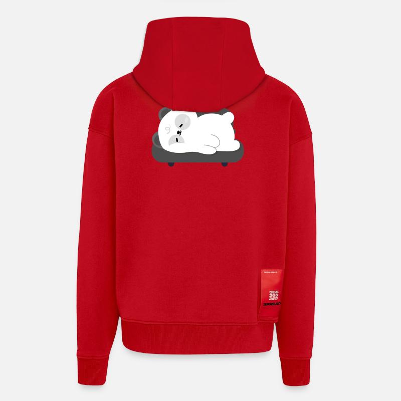 Müder Panda schläft auf dem Sofa - Zip Hoodie - made by SPREAD - Rot