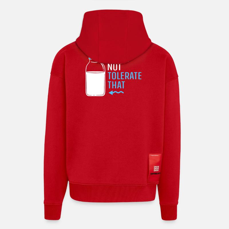 Flatulence au lactose au lait - Veste à capuche bio épaisse oversize fabriqué en UE - rouge