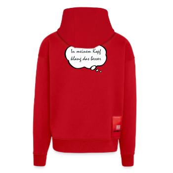 Ça sonnait mieux dans ma tête - Veste à capuche bio épaisse oversize fabriqué en UE - rouge - Dos