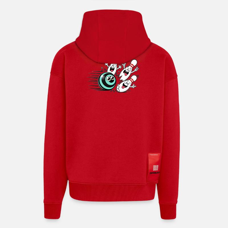 Lebendige Bowlingball mit frechen Pins - Zip Hoodie - made by SPREAD - Rot