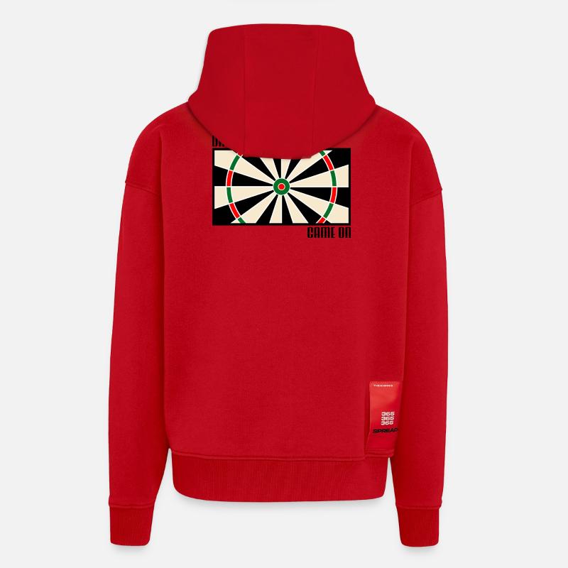 Fléchettes, fléchettes, cible de fléchettes - Veste à capuche bio épaisse oversize fabriqué en UE - rouge