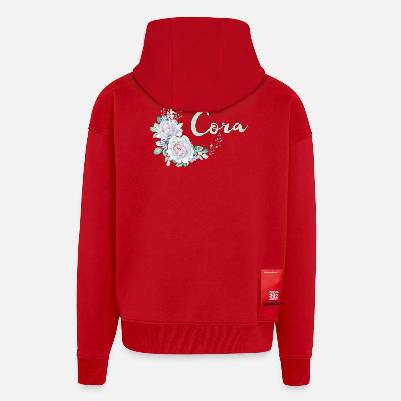 Pour Cora - Veste à capuche bio épaisse oversize fabriqué en UE - rouge