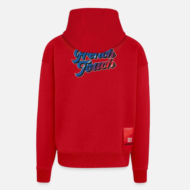 French Touch - Veste à capuche bio épaisse oversize fabriqué en UE - rouge