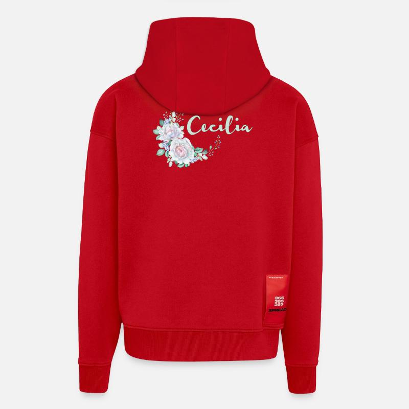 Pour Cecilia - Veste à capuche bio épaisse oversize fabriqué en UE - rouge