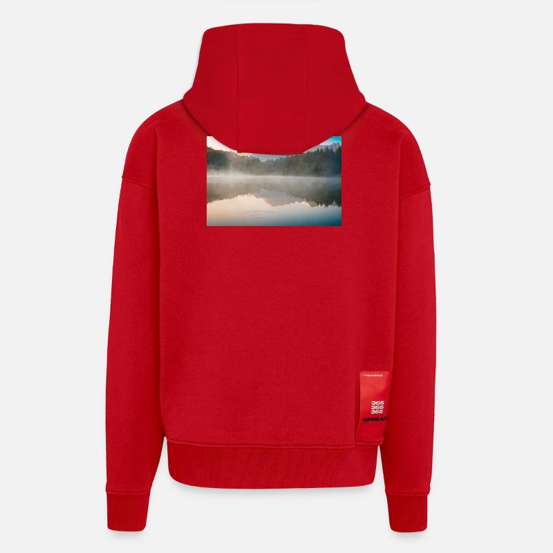 Morgennebel am stillen See - Zip Hoodie - made by SPREAD - Rot