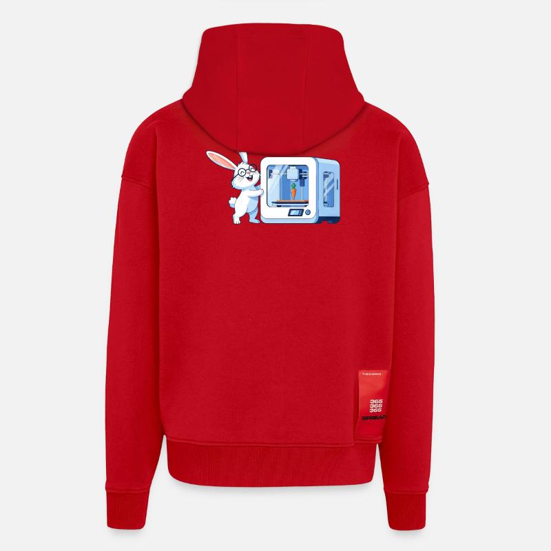 Lustiges Kaninchen Nerd Programmierer 3D Drucker - Zip Hoodie - made by SPREAD - Rot