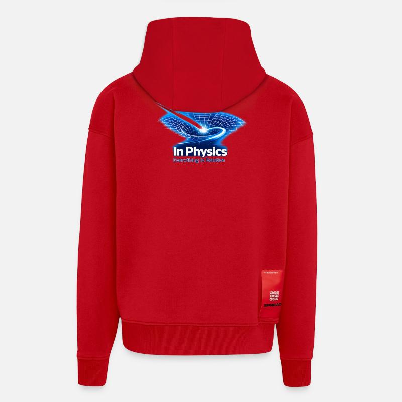 Tout est relatif – En conception physique - Veste à capuche bio épaisse oversize fabriqué en UE - rouge