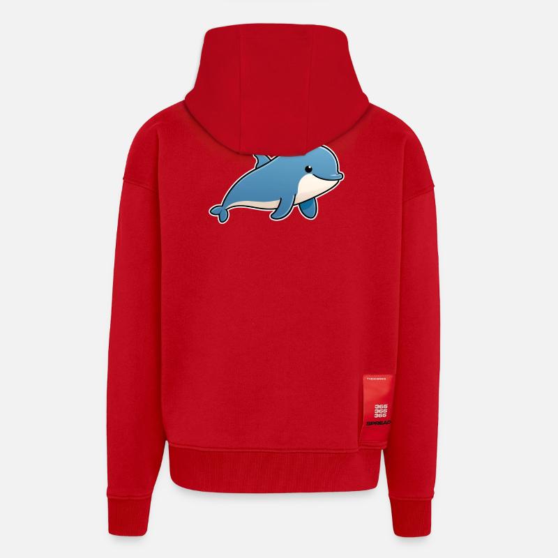 Blauer Delfin – freundlicher Meeresfreund - Zip Hoodie - made by SPREAD - Rot