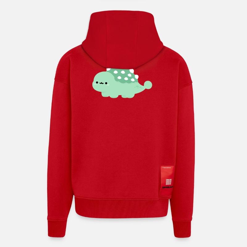 Ankylosaurus Annie - Veste à capuche bio épaisse oversize fabriqué en UE - rouge