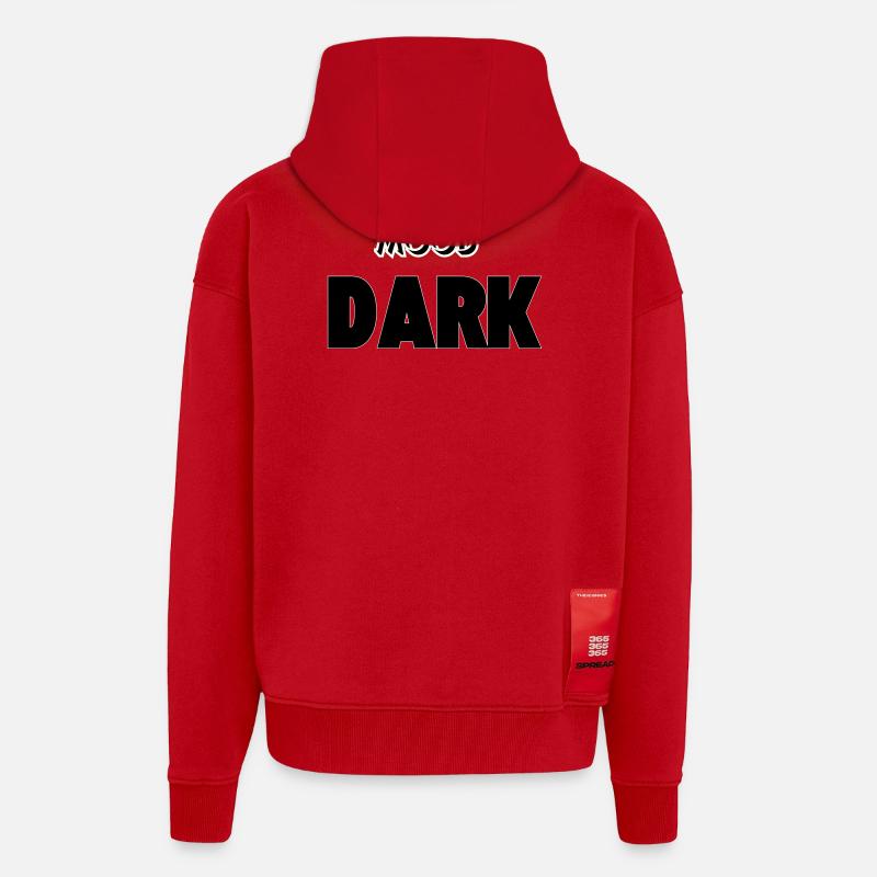 Ambiance : Sombre - Veste à capuche bio épaisse oversize fabriqué en UE - rouge