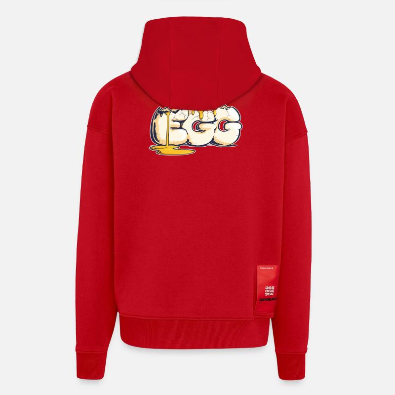 Egg, Drawn Word (2) - Zip Hoodie - made by SPREAD - red