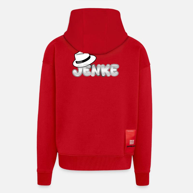 Jenke comme prénom - Veste à capuche bio épaisse oversize fabriqué en UE - rouge