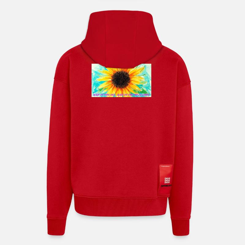 Sonnenblume Farbrausch Kunst - Zip Hoodie - made by SPREAD - Rot