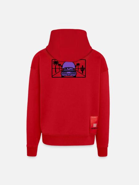 Night Driving Highway Graphic - Zip Hoodie - made by SPREAD - red
