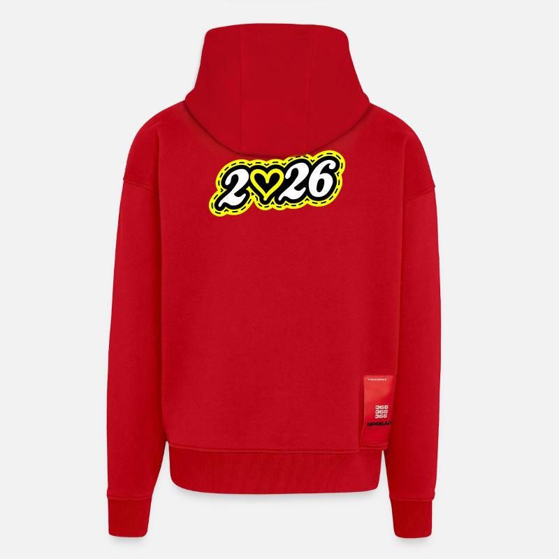 2026 Herz - Zip Hoodie - made by SPREAD - Rot