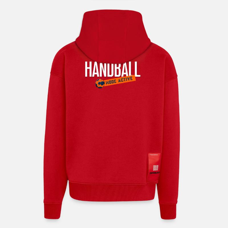 Handball Mode Actif - Veste à capuche bio épaisse oversize fabriqué en UE - rouge