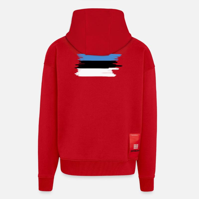Drapeau estonien - Veste à capuche bio épaisse oversize fabriqué en UE - rouge