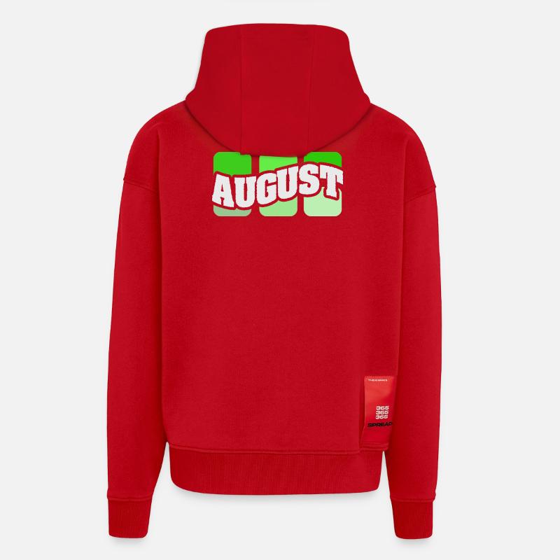 Nom August - Veste à capuche bio épaisse oversize fabriqué en UE - rouge
