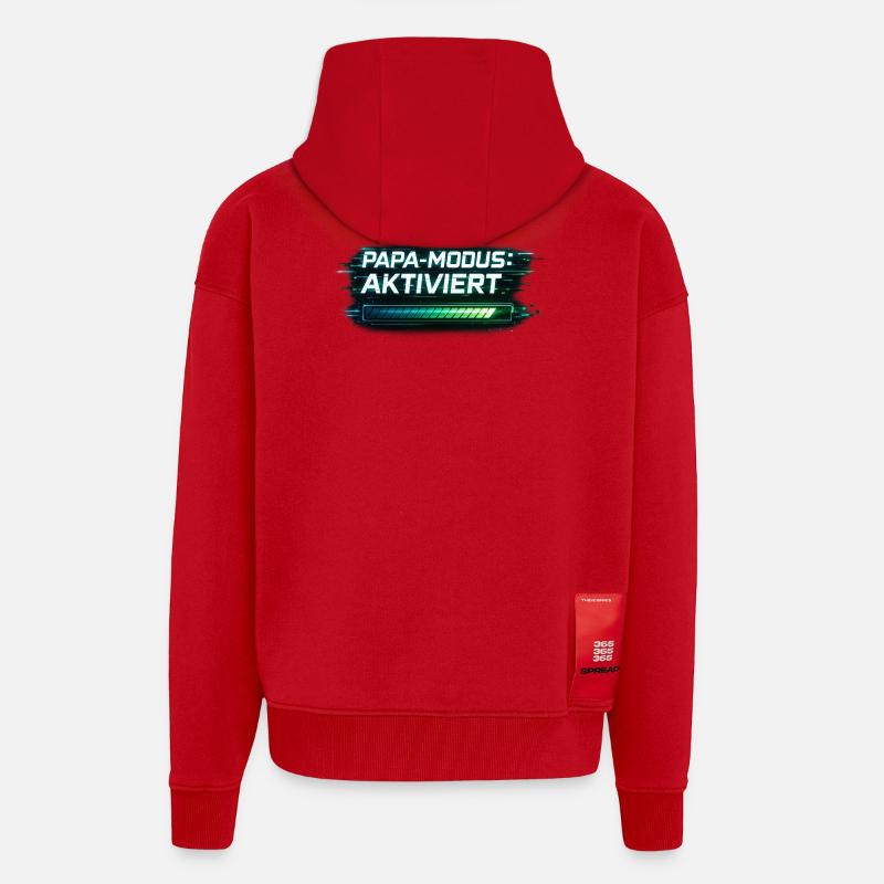 Mode Papa activé – Cadeau pour Papa - Veste à capuche bio épaisse oversize fabriqué en UE - rouge