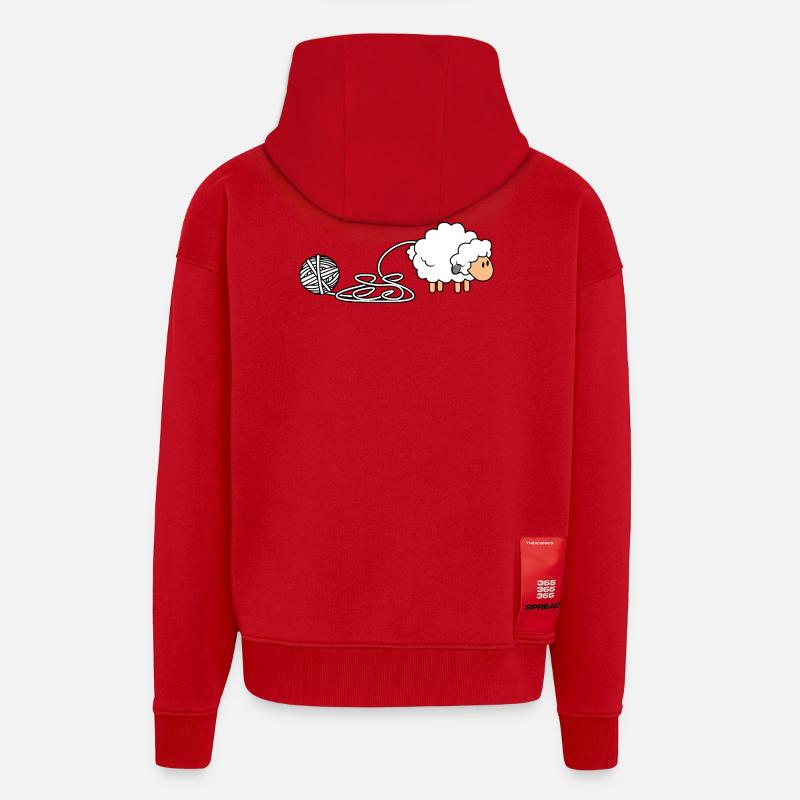 Cozy Sheep Yarn Theme - Zip Hoodie - made by SPREAD - red