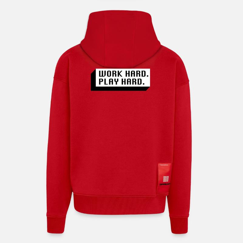 Work Hard. Play Hard. (Schwarz) - Zip Hoodie - made by SPREAD - Rot