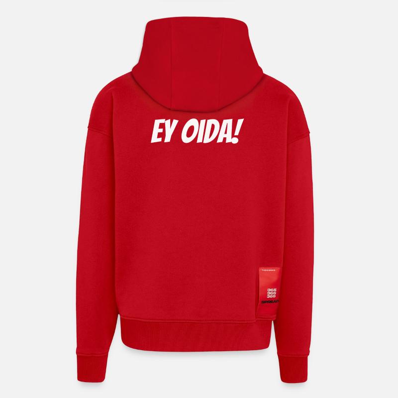 Salut Oida ! – Dialect Deluxe - Veste à capuche bio épaisse oversize fabriqué en UE - rouge