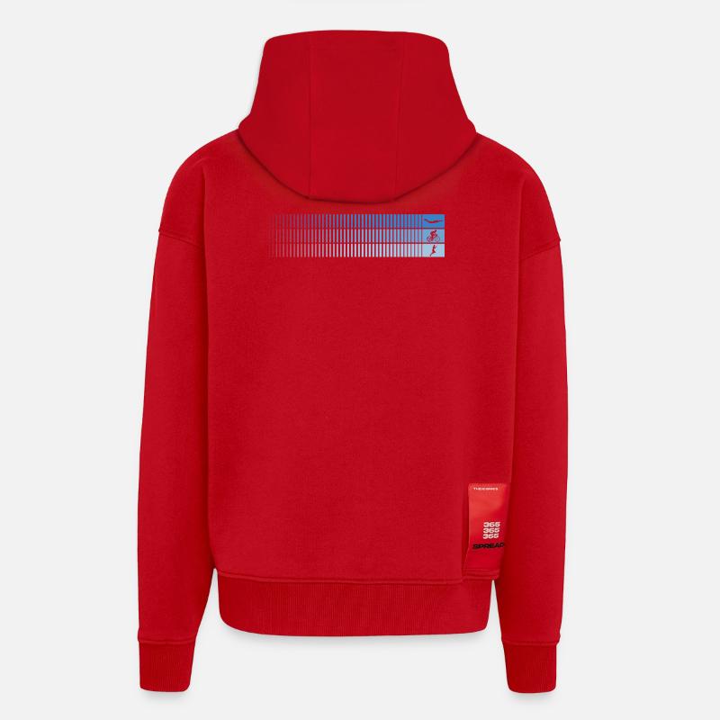 Azure Gradient Barcode Bird - Zip Hoodie - made by SPREAD - red