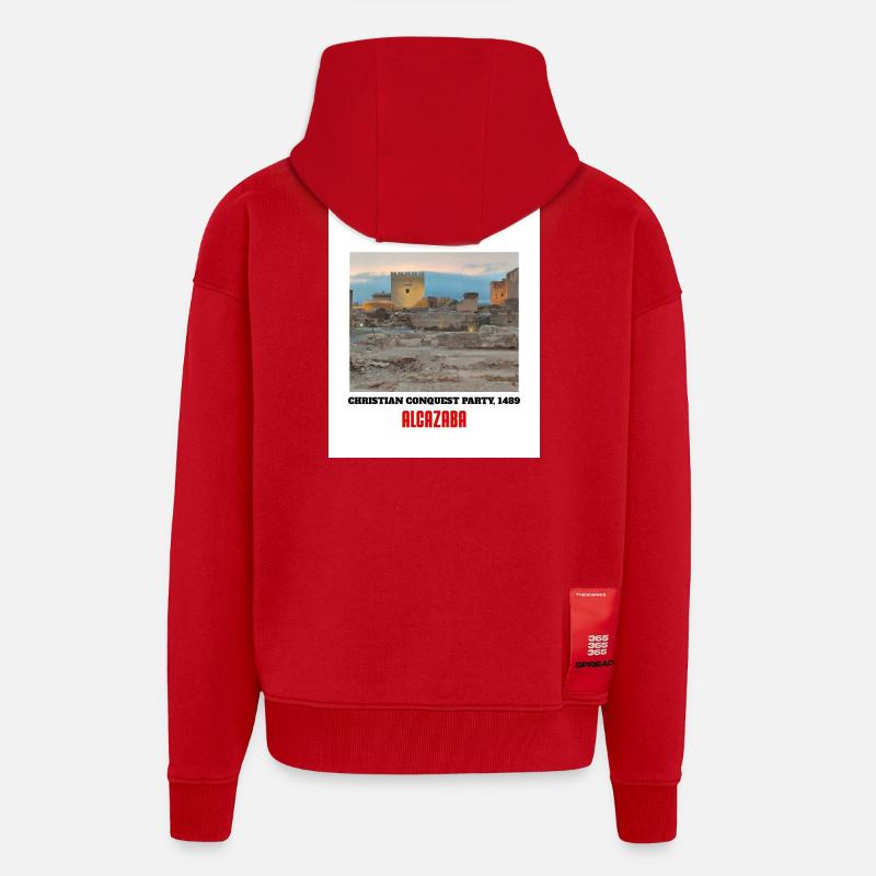 Conquête chrétienne Alcazaba 1489 - Veste à capuche bio épaisse oversize fabriqué en UE - rouge