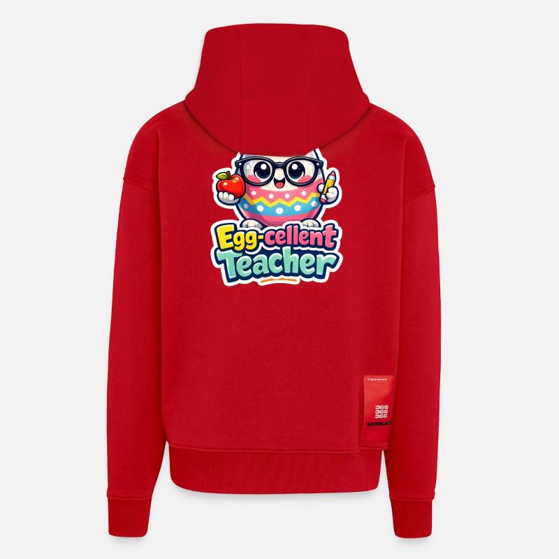 Egg Cellent Enseignant Œuf de Pâques - Veste à capuche bio épaisse oversize fabriqué en UE - rouge
