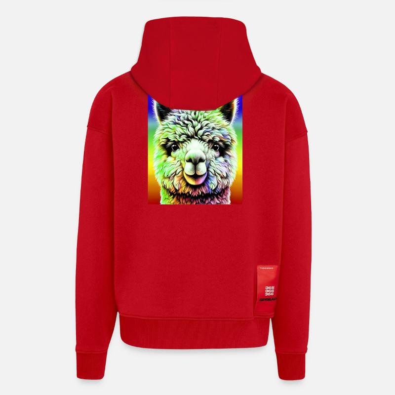 Alpaga - Veste à capuche bio épaisse oversize fabriqué en UE - rouge