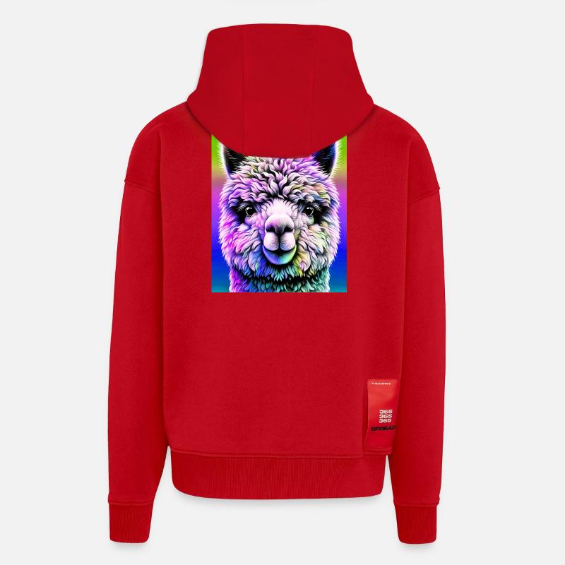 Alpaga - Veste à capuche bio épaisse oversize fabriqué en UE - rouge