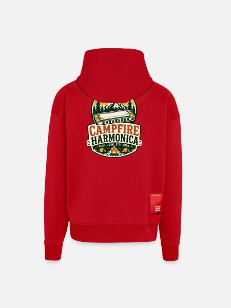 Instrument: Harmonica, Campfire-Music, Harmonica - Zip Hoodie - made by SPREAD - red