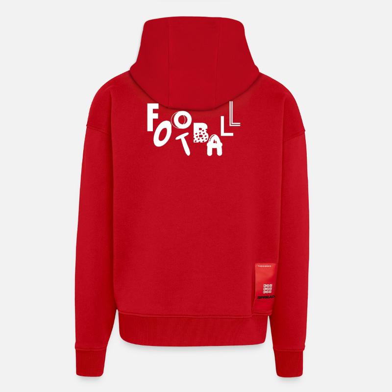 Lettres culinaires imprimées par léopard - Veste à capuche bio épaisse oversize fabriqué en UE - rouge
