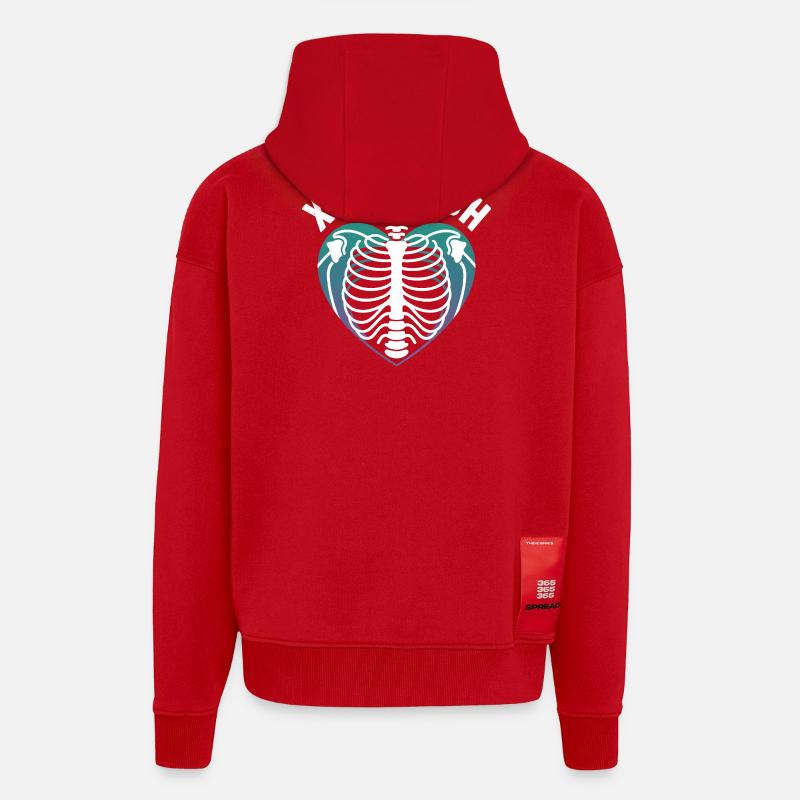 X-Ray Tech Herzröntgen Print - Zip Hoodie - made by SPREAD - Rot