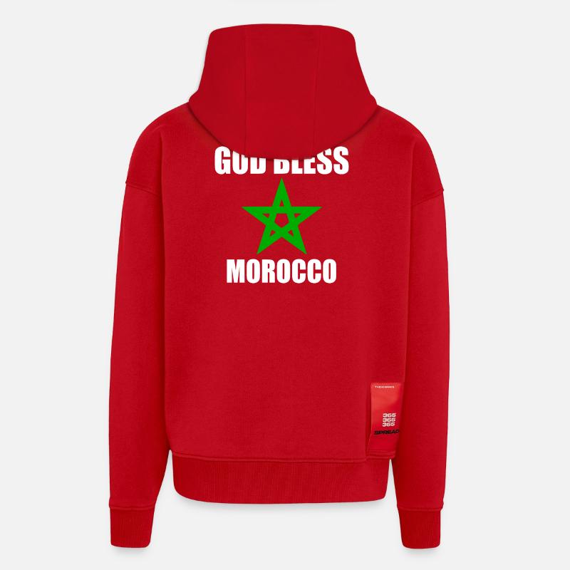 God bless morocco - Zip Hoodie - made by SPREAD - red