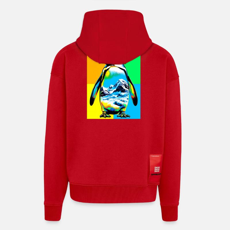 pingouin - Veste à capuche bio épaisse oversize fabriqué en UE - rouge