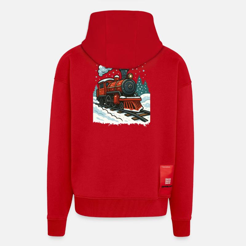 Winterliche Dampflok Comic - Zip Hoodie - made by SPREAD - Rot