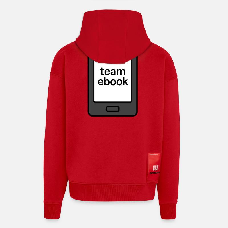 À quelle équipe appartiens-tu ? - Équipe eBook-Reader - Veste à capuche bio épaisse oversize fabriqué en UE - rouge