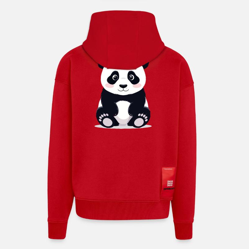 Sitzender Kuschelpanda kleiner süßer Pandabär - Zip Hoodie - made by SPREAD - Rot
