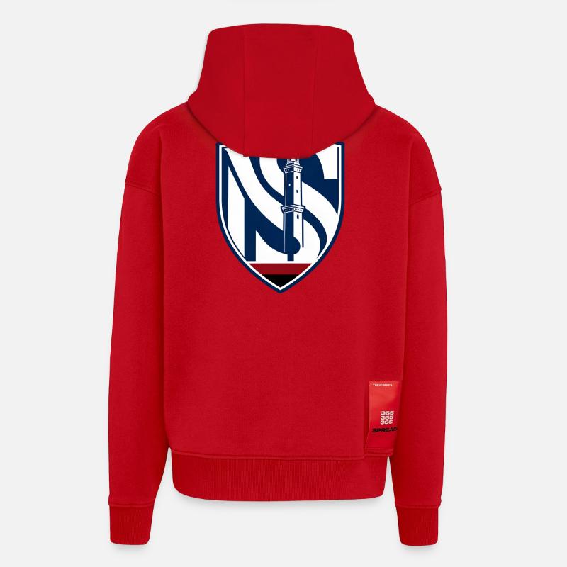 Phare dans la nuit - Veste à capuche bio épaisse oversize fabriqué en UE - rouge