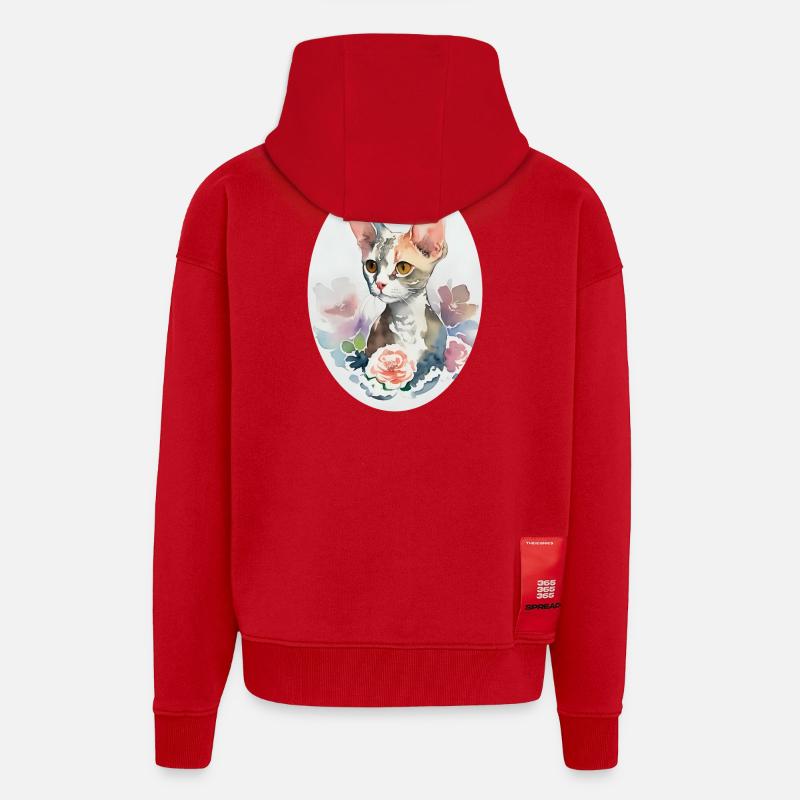 Devon Rex - Zip Hoodie - made by SPREAD - red