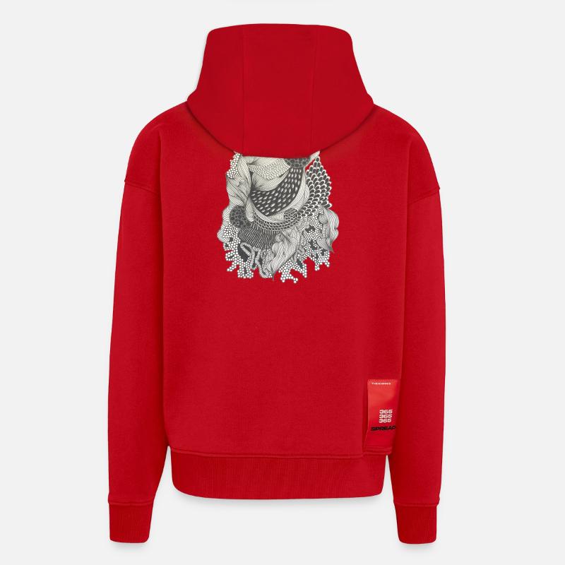 Koi Linienmuster Elegie - Zip Hoodie - made by SPREAD - Rot