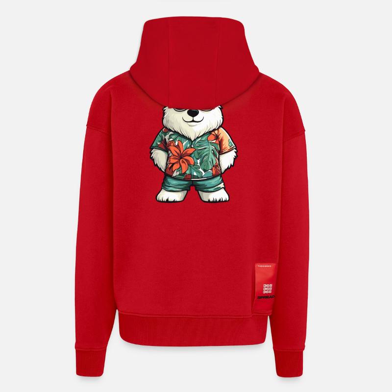 Polar Bear Comic Vacation - Zip Hoodie - made by SPREAD - red