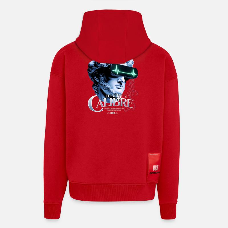 Statue VR de plus haut calibre - Veste à capuche bio épaisse oversize fabriqué en UE - rouge