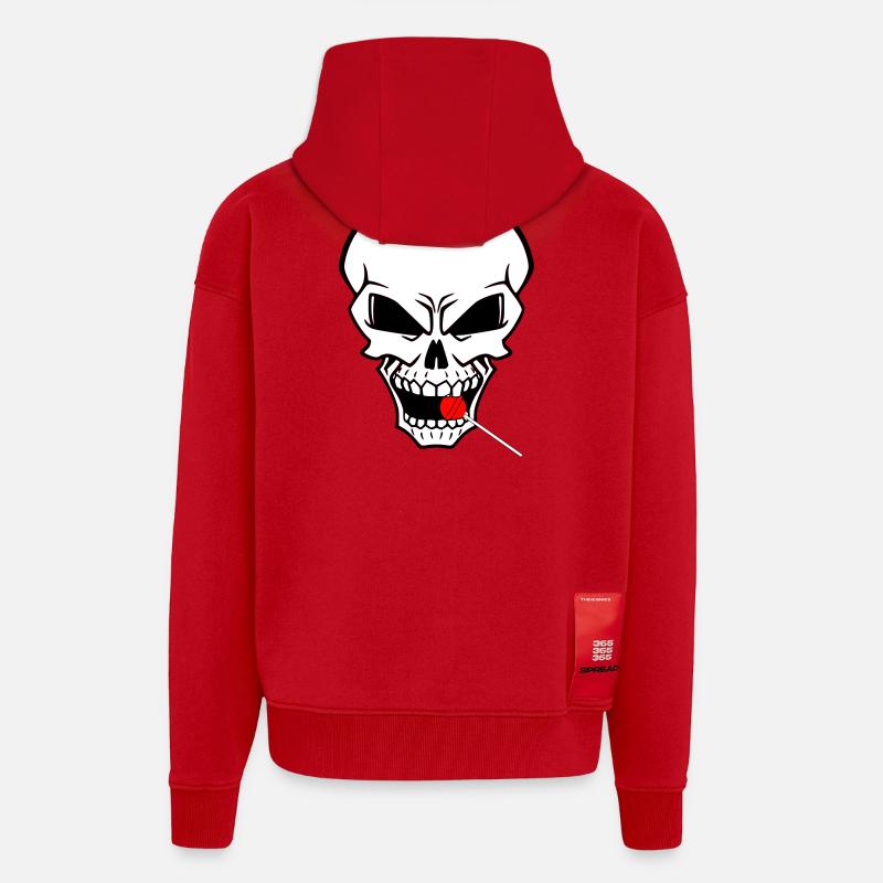 Rebellenschädel mit rotem Lutscher - Zip Hoodie - made by SPREAD - Rot