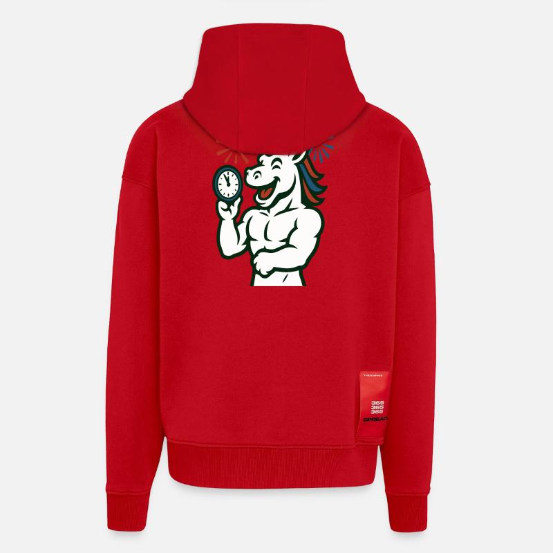 Starkes Einhorn-Zeit-Illustrationsmaskottchen - Zip Hoodie - made by SPREAD - Rot