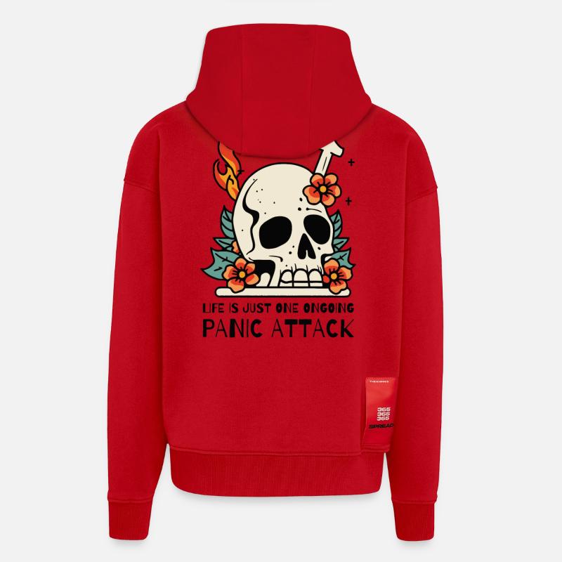 Das Leben ist eine Panikattacke - Zip Hoodie - made by SPREAD - Rot
